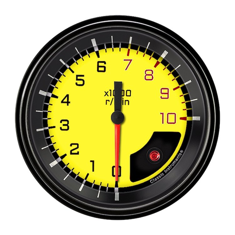 Yellow AutoCross Series Tachometer 3-3/8" Electrical