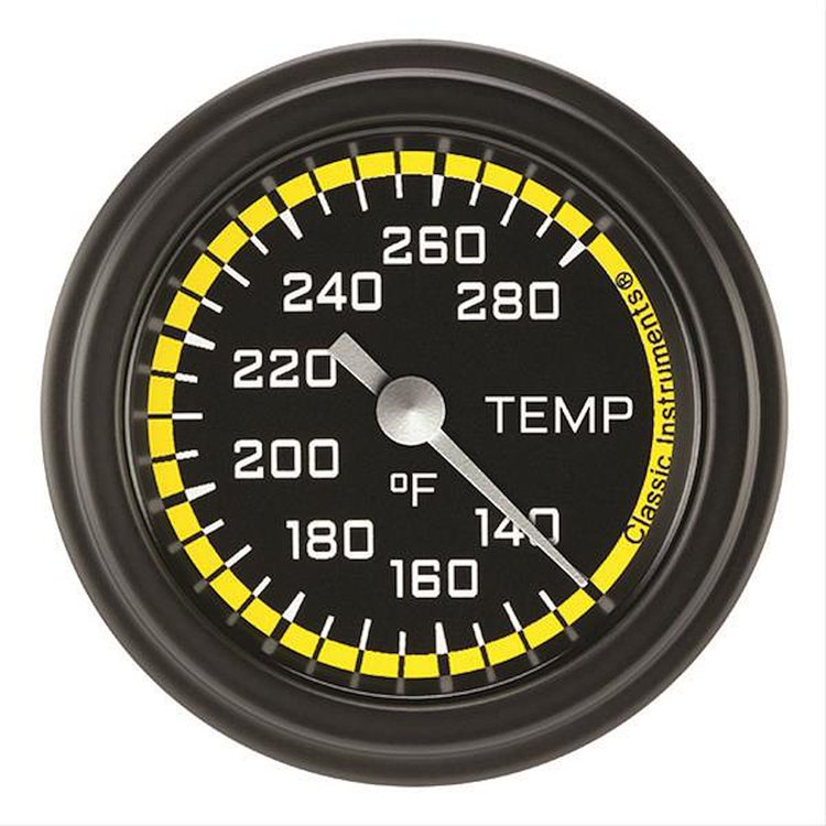 Autocross Yellow w/ Black Bezel 2 ? Full Sweep Water Temp Includes ? Temp Sender