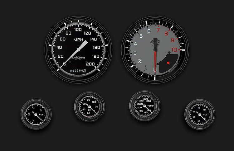 AX151GBLF Autocross Gray Six Gauge Set 151