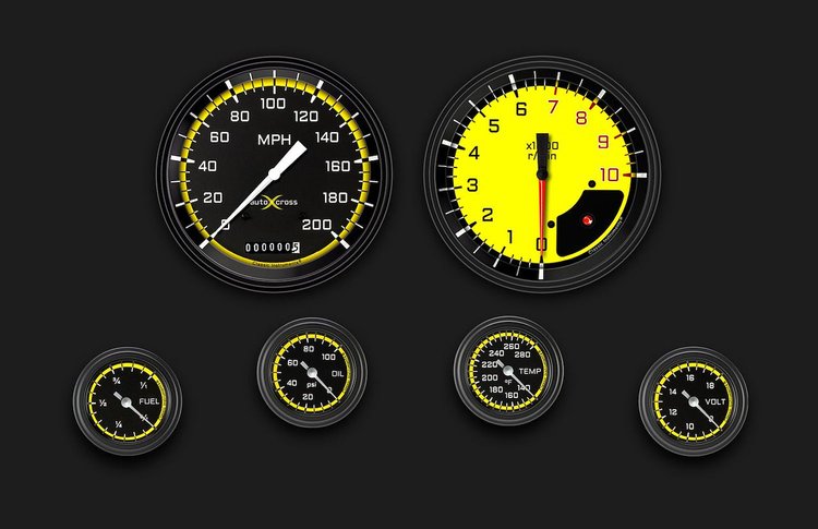 AX151YBLF Autocross Yellow Six Gauge Set 151