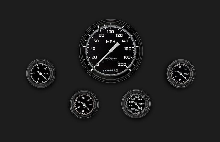 AX154GBLF Autocross Gray Five Gauge Set 154