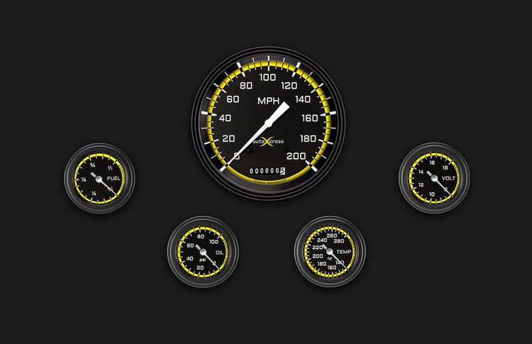 AX154YBLF Autocross Yellow Five Gauge Set 154