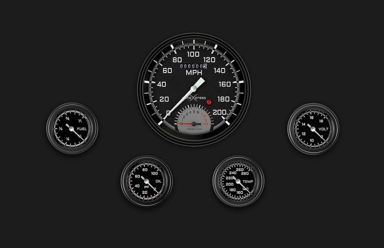 AX165GBLF Autocross Gray Five Gauge Set 165