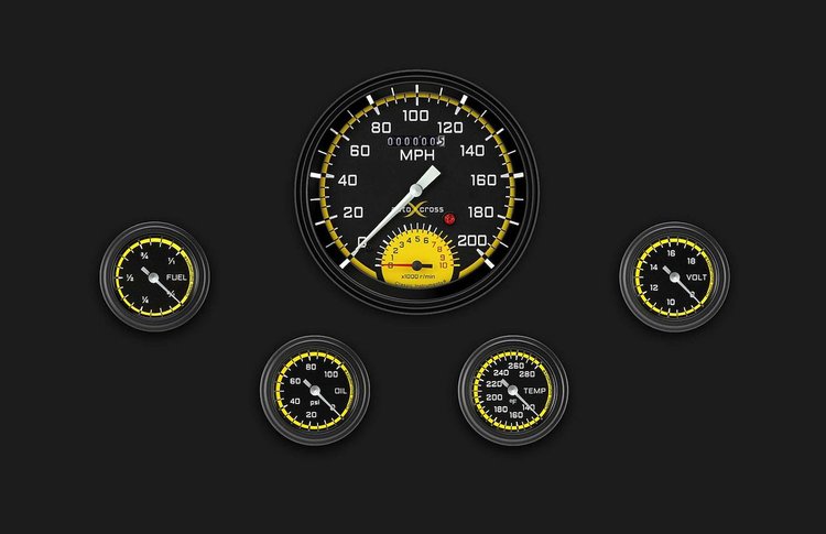 AX165YBLF Autocross Yellow Five Gauge Set 165
