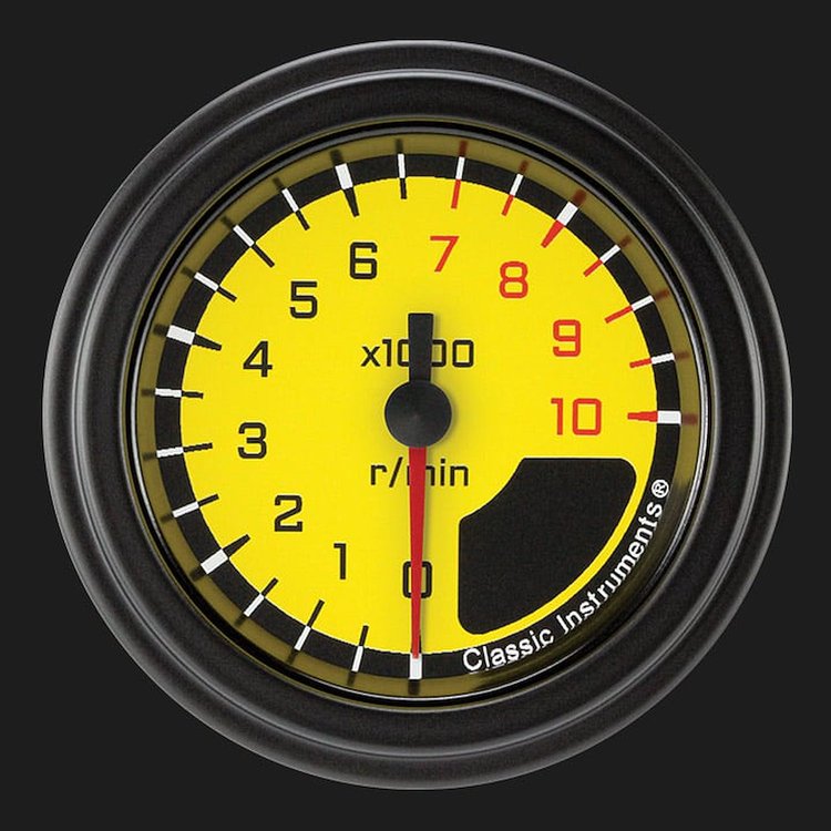 AUTO CROSS YELLOW 2 TACHOMETER FULL SWEEP