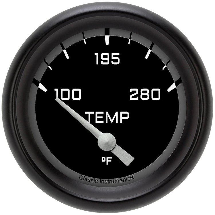 AX226GBPF-06 Autocross Gray 2 5/8in. Short Sweep Water Temperature Gauge