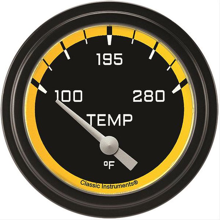 Autocross Yellow w/ Black Bezel 2 ? Water Temp. Short Sweep Includes ? Temp Sender