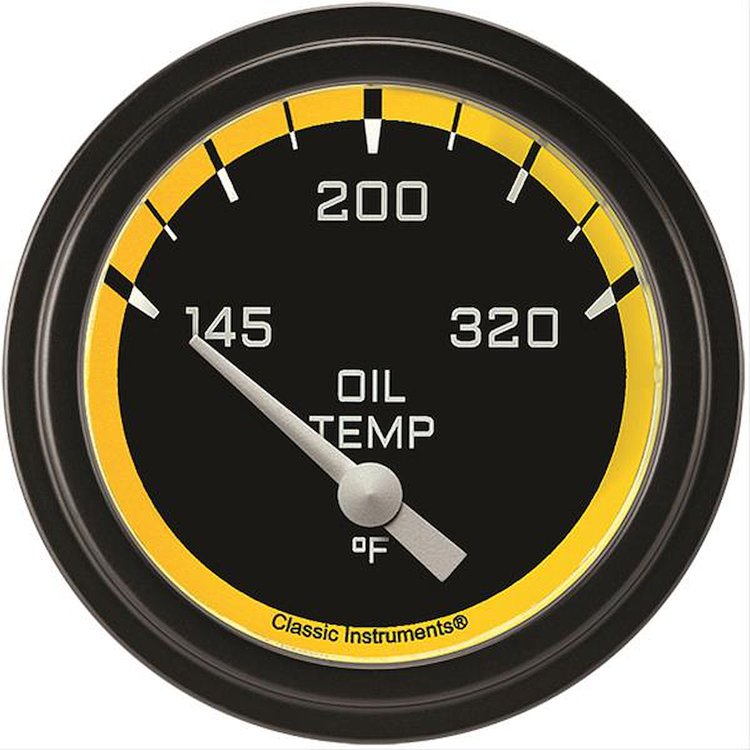 Autocross Yellow w/ Black Bezel 2 ? Oil Temp. Short Sweep