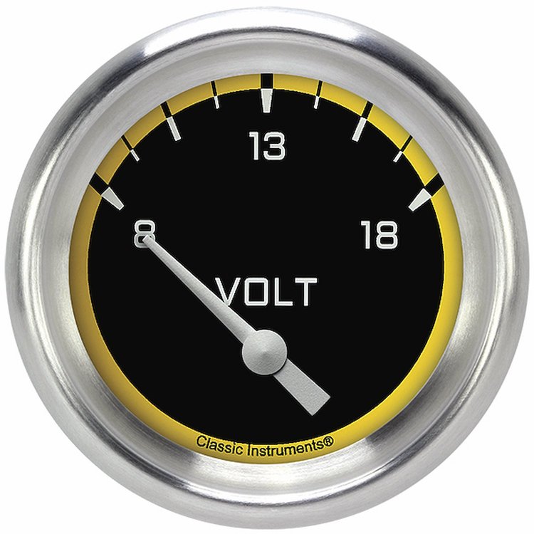AX230YAPF Autocross Yellow 2 5/8in. Volt Gauge