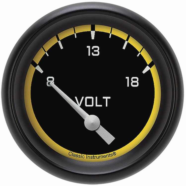 AX230YBPF Autocross Yellow 2 5/8in. Volt Gauge