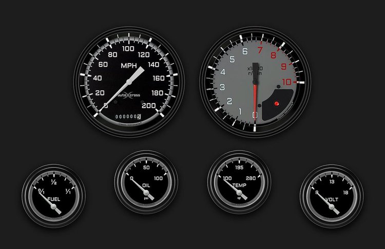 AX251GBLF Autocross Gray Six Gauge Set 251