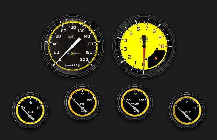 AX251YBLF Autocross Yellow Six Gauge Set 251