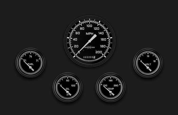 AX254GBLF Autocross Gray Five Gauge Set 254