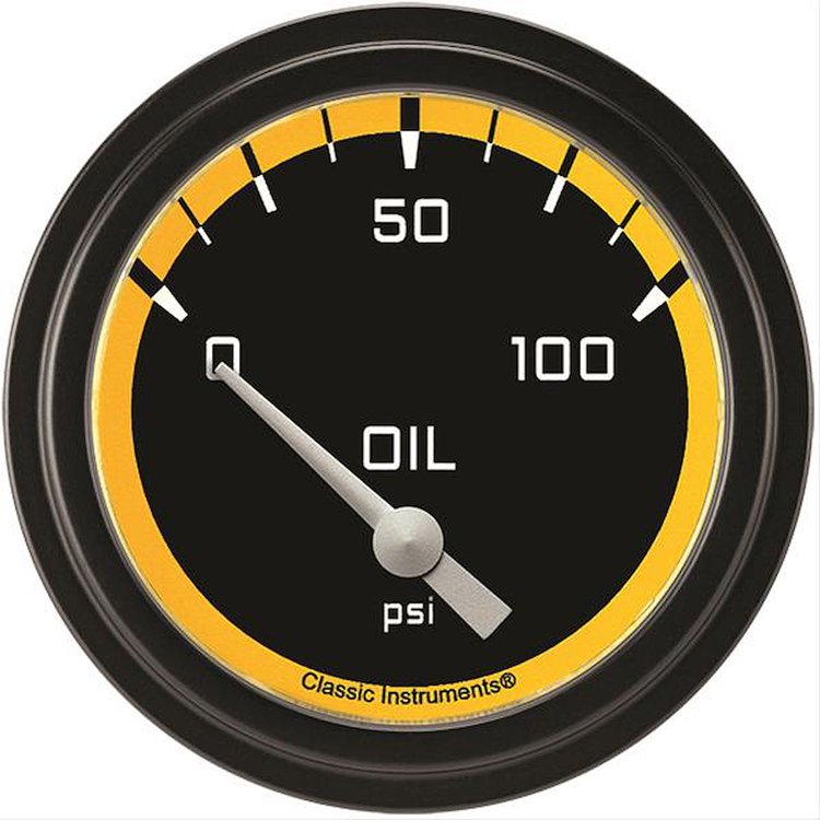Autocross Yellow w/ Black Bezel 2 ? Oil Press 100psi Short Sweep