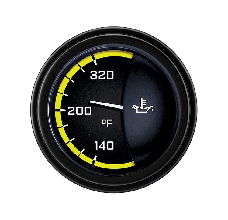 Yellow AutoCross Series Oil Temperature Gauge 2-1/8" Electrical