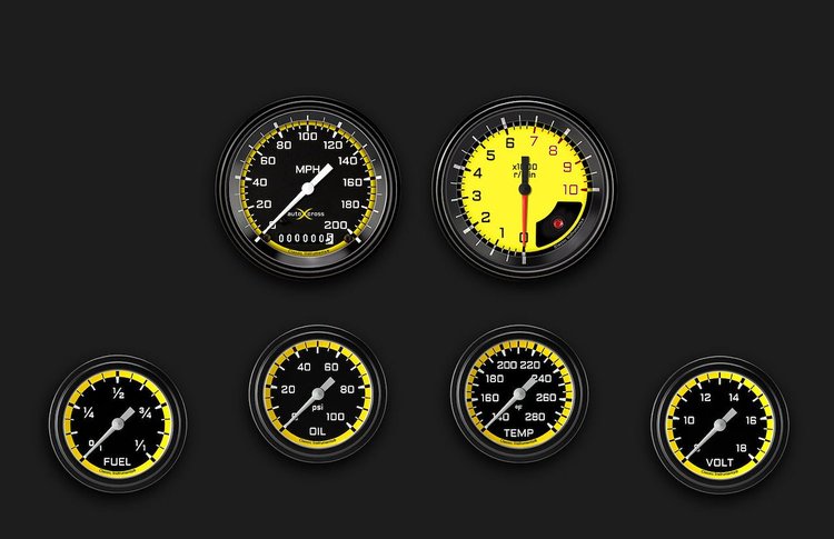 AX301YBLF Autocross Yellow Six Gauge Set 301