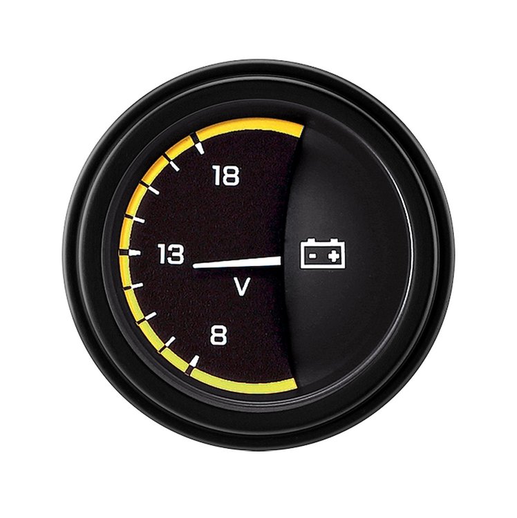 Yellow AutoCross Series Voltmeter 2-1/8" Electrical