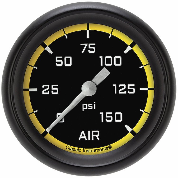 AX318YBPF Autocross Yellow 2 5/8in. Air Pressure Gauge