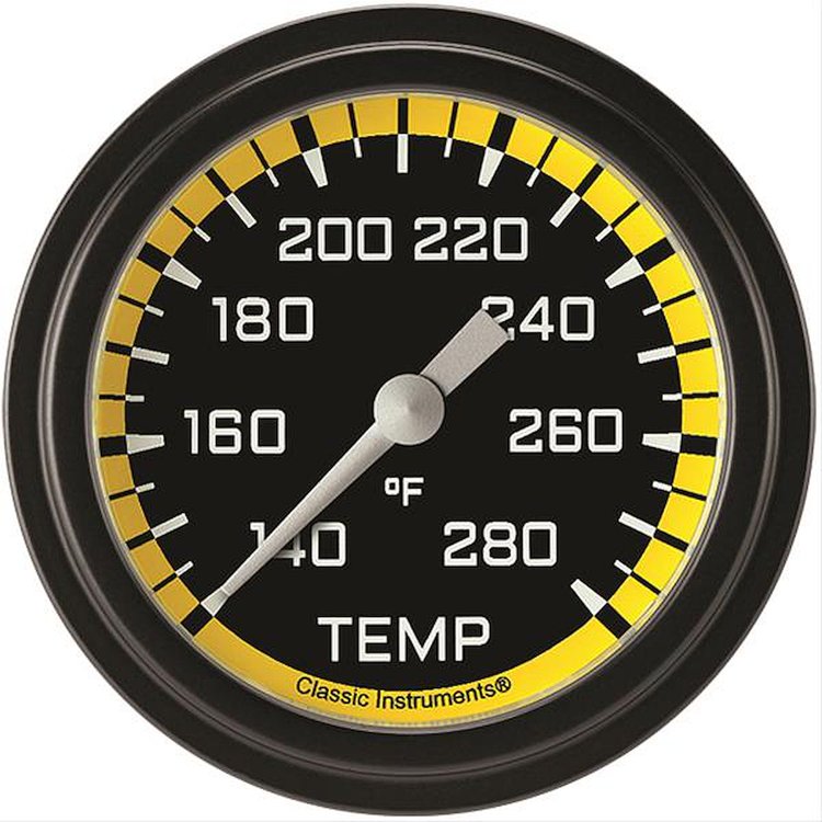 Autocross Yellow w/ Black Bezel 2 ? Coolant Temp Full Sweep Includes Temp Sender