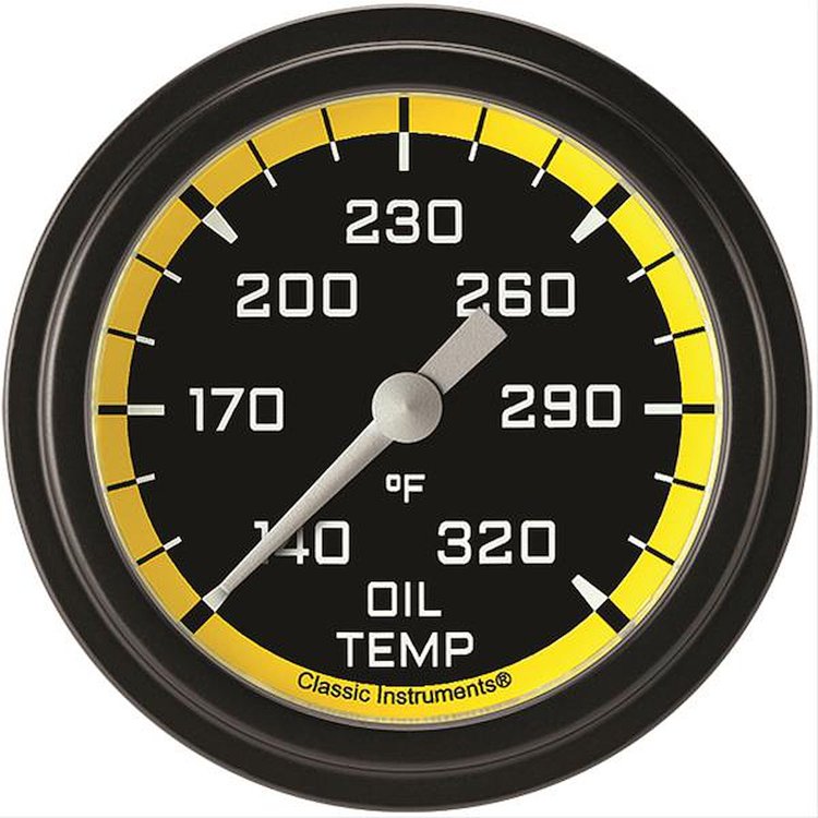 Autocross Yellow w/ Black Bezel 2 ? Oil Temp. Full Sweep