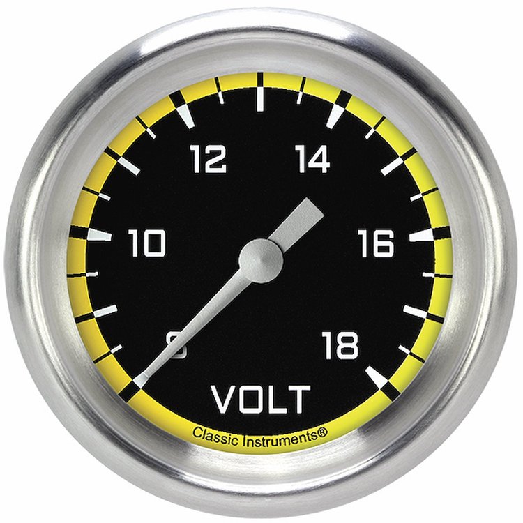 AX330YAPF Autocross Yellow 2 5/8in. Voltage Gauge