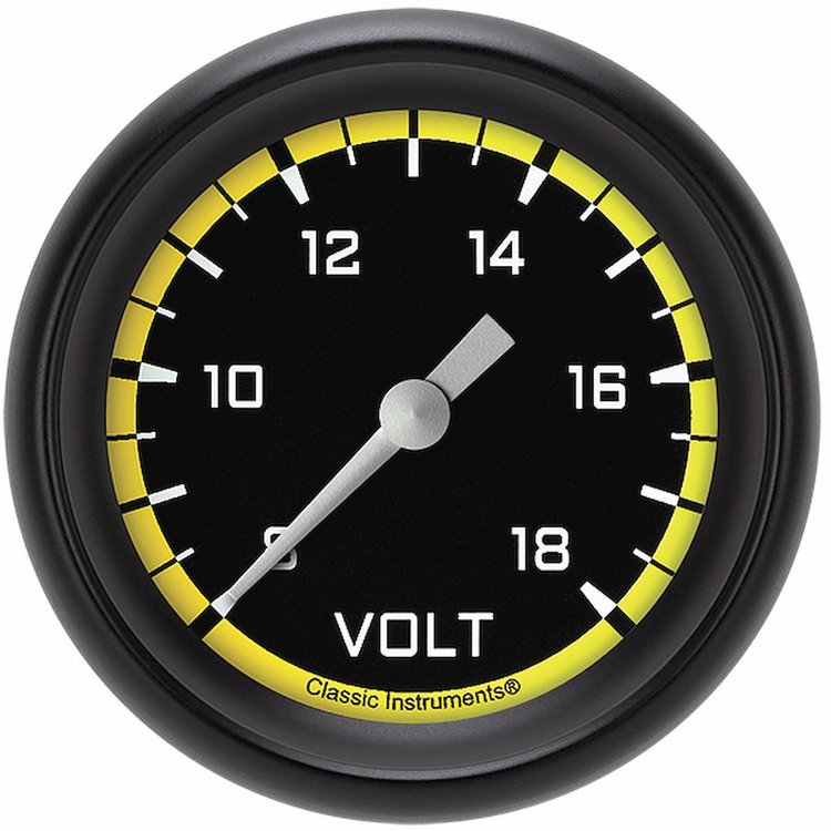 AX330YBPF Autocross Yellow 2 5/8in. Voltage Gauge