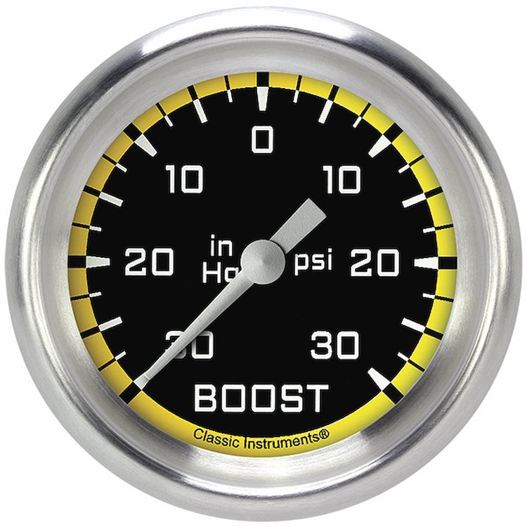 AX341YAPF Autocross Yellow 2 5/8in. Boost/Vacuum Gauge