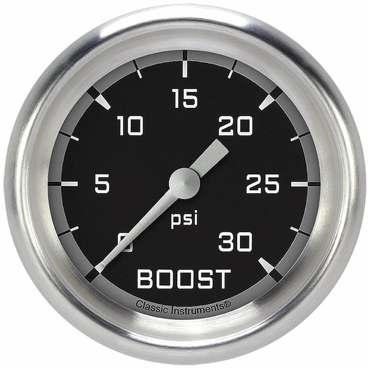 AX342GAPF Autocross Gray 2 5/8in. Boost Gauge, 30 Psi