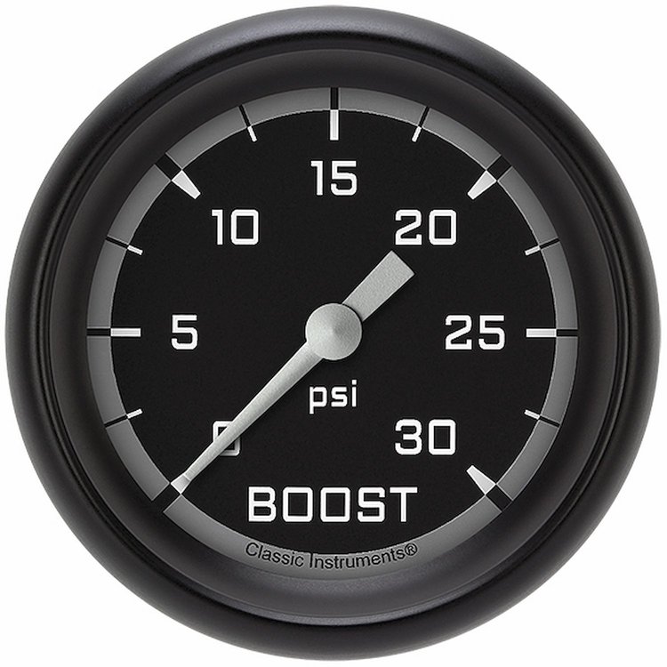 AX342GBPF Autocross Gray 2 5/8in. Boost Gauge, 30 Psi