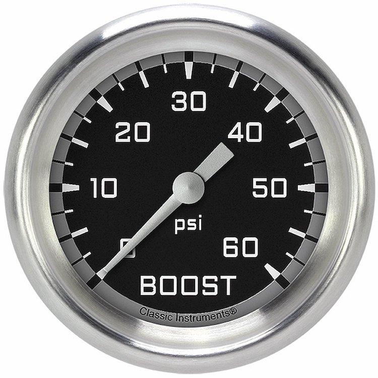 AX343GAPF Autocross Gray 2 5/8in. Boost Gauge, 60 Psi