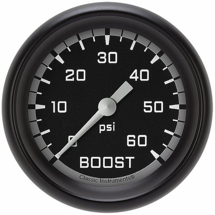 AX343GBPF Autocross Gray 2 5/8in. Boost Gauge, 60 Psi