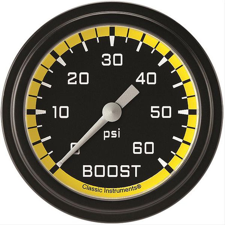 Autocross Yellow w/ Black Bezel 2 ? Boost 60psi Electric Full Sweep
