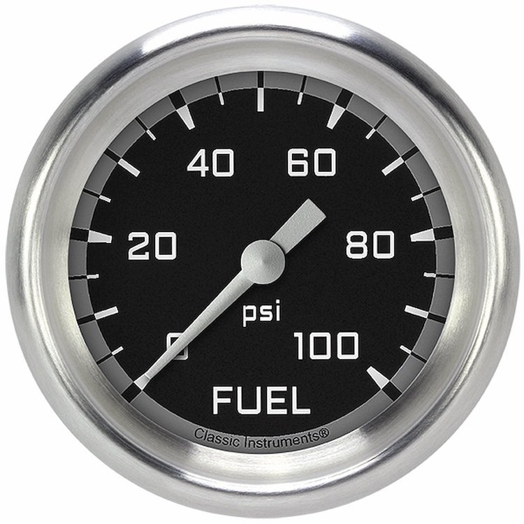 AX346GAPF Autocross Gray 2 5/8in. Fuel Pressure Gauge, 100 Psi