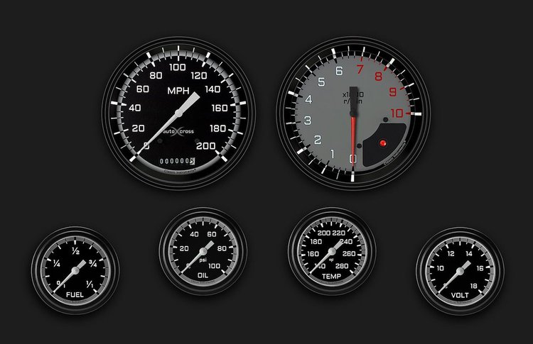 AX351GBLF Autocross Gray Six Gauge Set 351