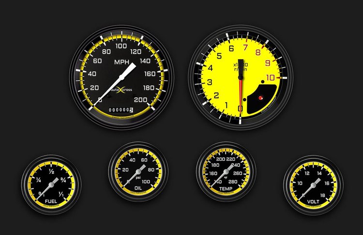 AX351YBLF Autocross Yellow Six Gauge Set 351