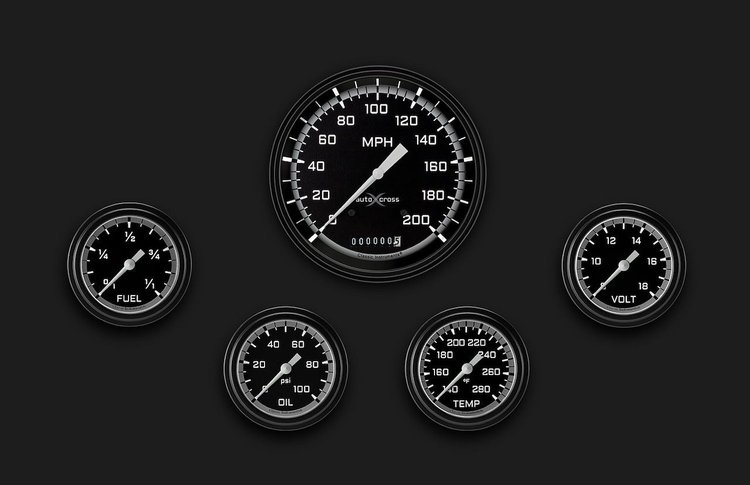 AX354GBLF Autocross Gray Five Gauge Set 354