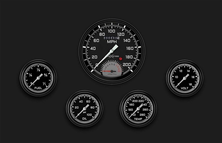 AX365GBLF Autocross Gray Five Gauge Set 365
