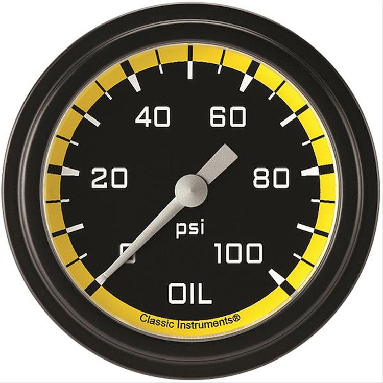 Autocross Yellow w/ Black Bezel 2 ? Oil Press 100psi Full Sweep