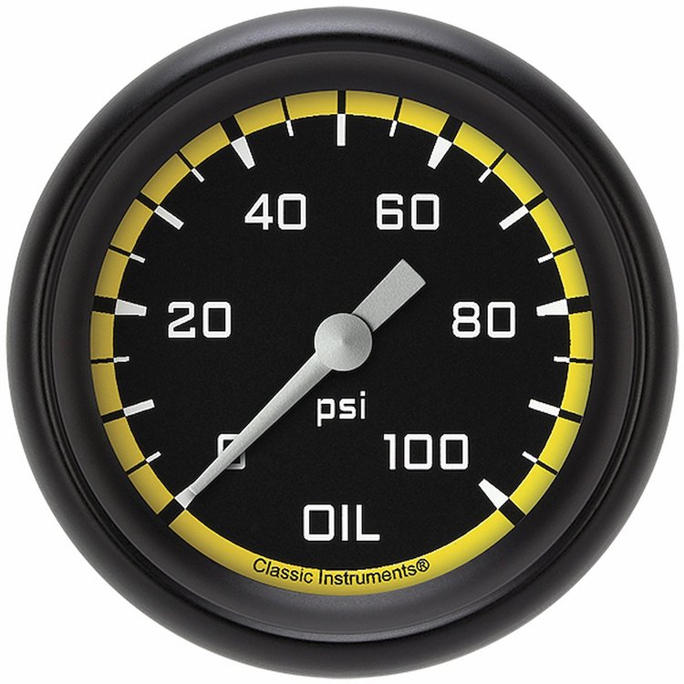 AX381YBPF Autocross Yellow 2 5/8in. Oil Pressure Gauge