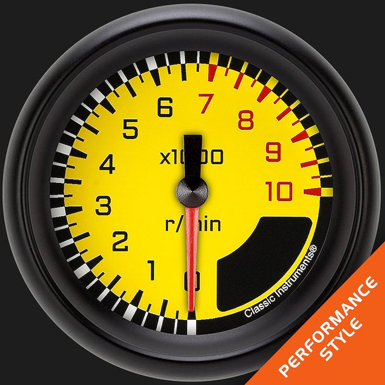 AX383YBPF Autocross Yellow 2 5/8in. Tachometer