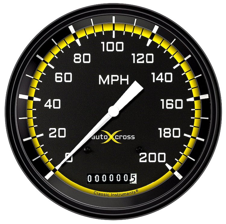 Yellow AutoCross Series Speedometer 4-5/8" Electrical