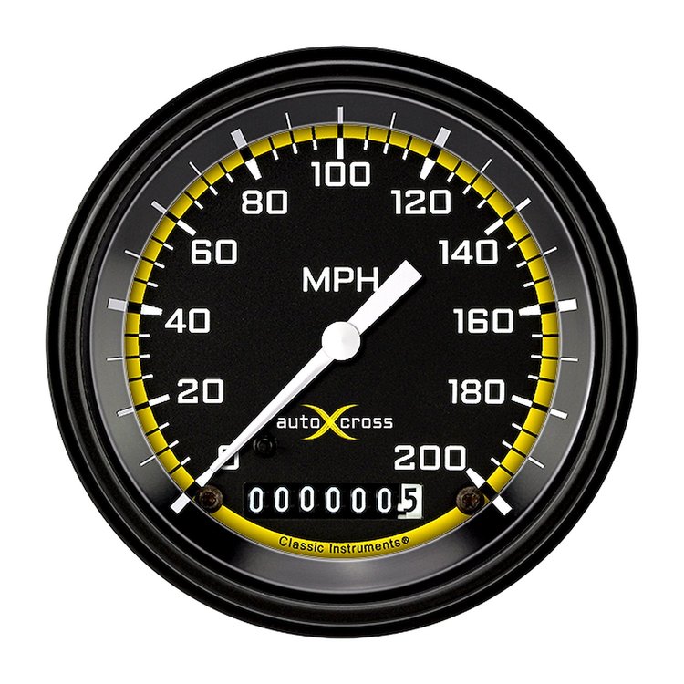 Yellow AutoCross Series Speedometer 3-3/8" Electrical