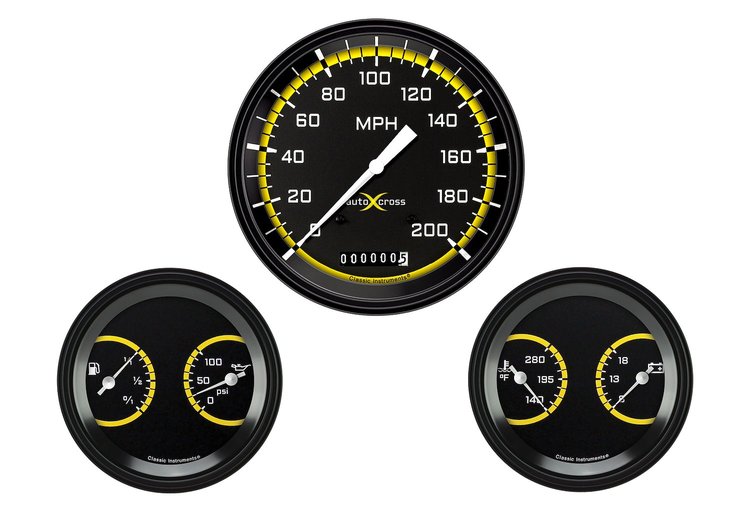 AX64YBLF Auto Cross Yellow 5in. Speedo & 2 - 3in.Duals-G