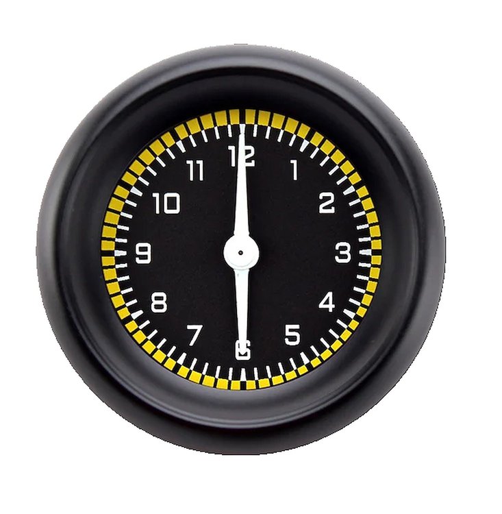 AUTO CROSS YLW 2IN CLOCK