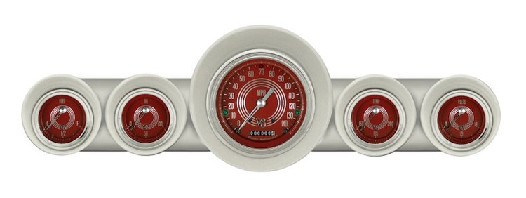 V8 Red Steelie Series Gauge Package 1959-60 Full-Size Chevy Includes: