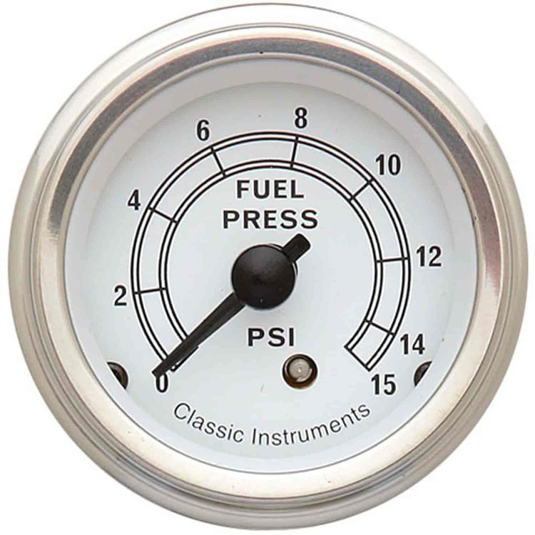 Classic White Series Fuel Pressure Gauge 2-1/8" Mechanical/ Exterior Mount
