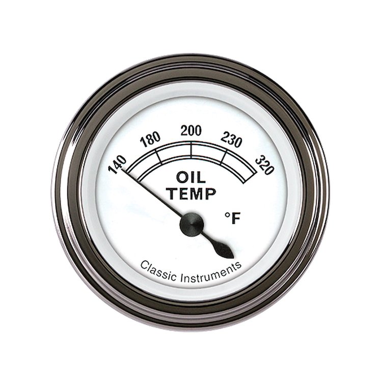 Classic White Series Oil Temperature Gauge 2-1/8" Electrical