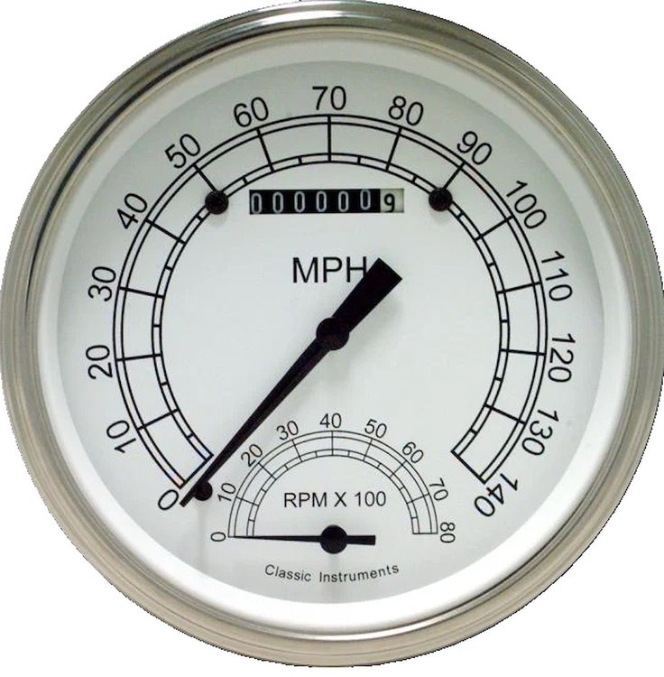 Speedtachular Speedometer/Tachometer Combo Classic White Style