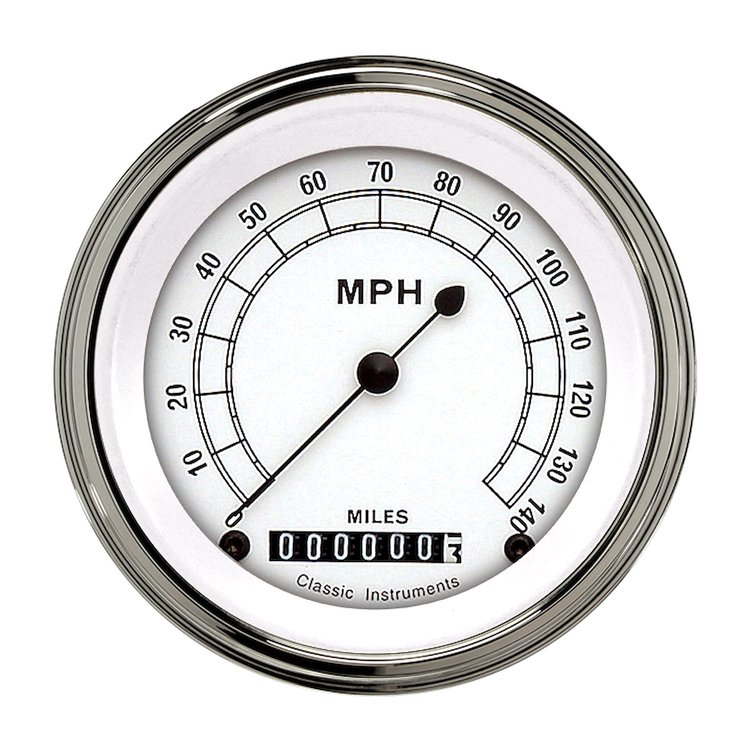 Classic White Series Speedometer 3-3/8" Electrical