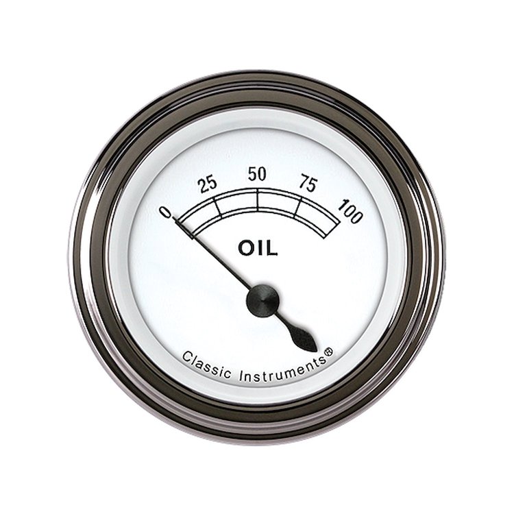 Classic White Series Oil Pressure Gauge 2-1/8" Electrical